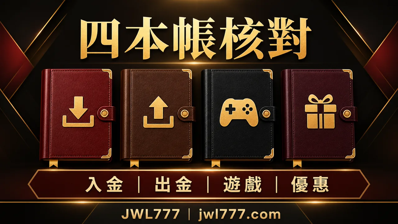 娛樂城入金出金遊戲優惠四本帳核對圖