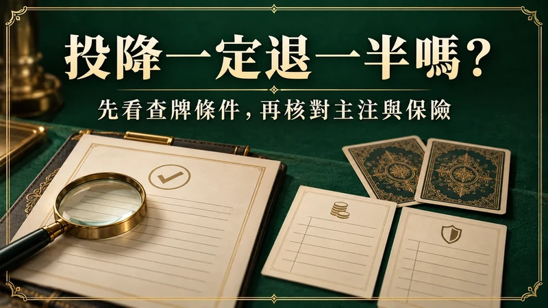 21點投降一定退一半嗎?查牌順序、主注與保險怎麼對帳
